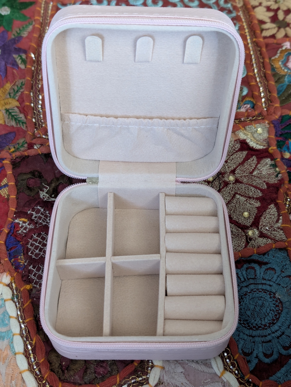Compact Pink Jewelry Organizer Travel Case